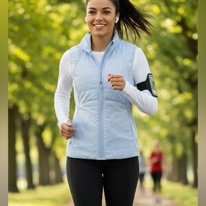 Lululemon Another Mile Light Blue Quilted Sleeveless Vest 4 Athletic Outdoor